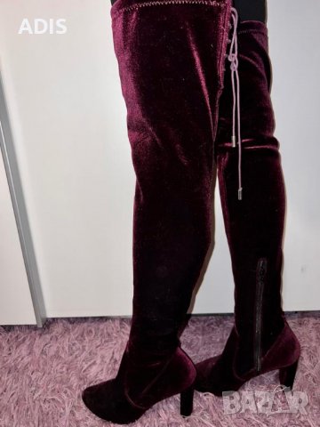 Чизми високи ботуши над коляно Mercary /велвет кралско лилаво 38 /39/нови, снимка 12 - Дамски ботуши - 38977675