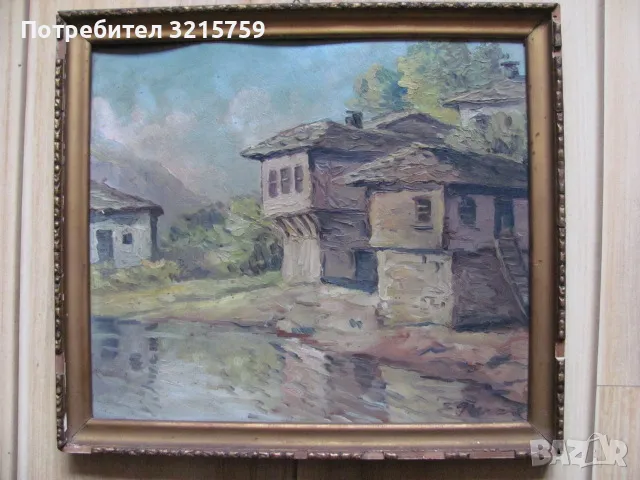 Стара картина масло, картон, подпис Е.Попова, 32х29см.