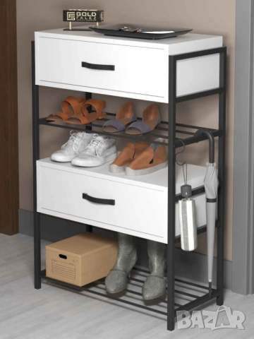 Шкаф за обувки с 4 рафта и 2 врати/ Етажерка за обувки/ Рафт за обувки, снимка 2 - Шкафове - 52154159