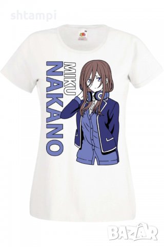 Дамска тениска The Quintessential Quintuplets Miku Nakano,Анимация,игра,Празник,Повод., снимка 2 - Тениски - 38074642
