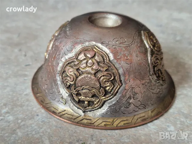 Уникално Възрожденско сечан 19 век позлатено Чипровско тасче, снимка 7 - Антикварни и старинни предмети - 47547008