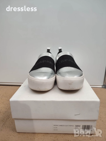 CALVIN KLEIN Jacinta Tumbled Glazed Silver/Black, снимка 2 - Дамски апрески - 52623164