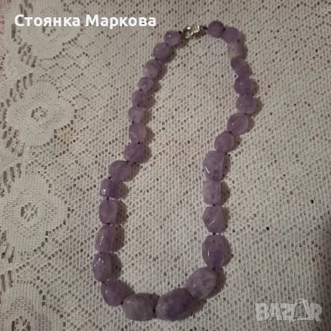 Колие от едри естествени камъни-аметист