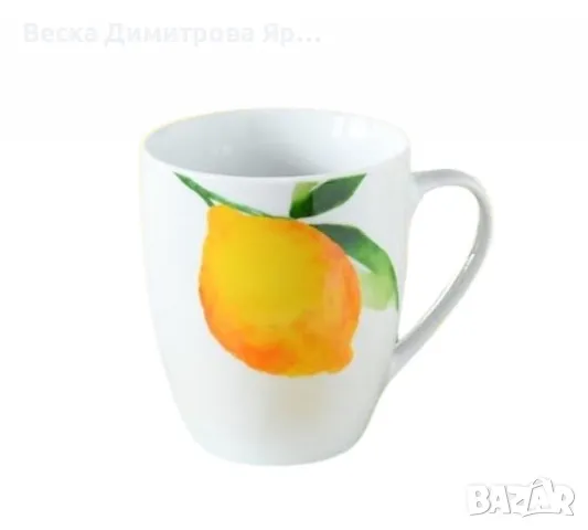 Комплект от 2 порцеланови чаши - Изчистено бяло или лимон върху бяло, снимка 3 - Други - 49105084