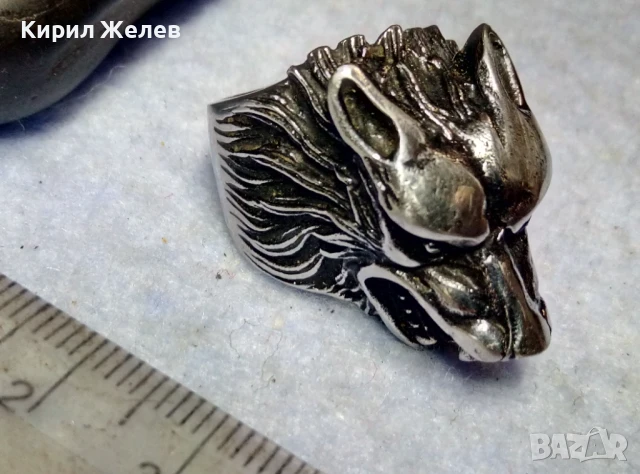 ФИГУРАЛЕН КОЛЕКЦИОНЕРСКИ АРТ ПРЪСТЕН ВЪЛК от НИКЕЛИРАНА БЛАГОРОДНА НЕРЪЖДАЕМА СТОМАНА 25161, снимка 6 - Пръстени - 51280126