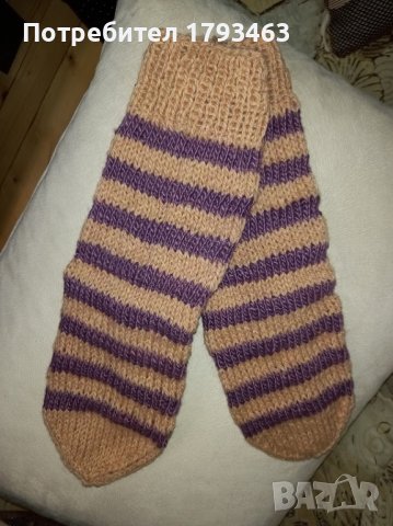 Ръчно плетени вълнени чорапи размер 40, снимка 1 - Дамски чорапи - 38594490