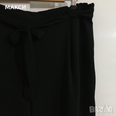 Марков макси ефектен 3/4 панталон с ластичен колан в черно, снимка 2 - Панталони - 31708922