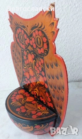 красива руска Стара дървена кутия, кутии, сова, буре, мечка, магаре, снимка 8 - Декорация за дома - 28880712