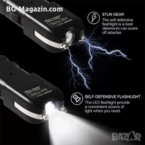 Мощен акумулаторен фенер с електрошок 928 TYPE кучегон самозащита самоотбрана кучета дамски защита, снимка 2 - Оборудване и аксесоари за оръжия - 51014598