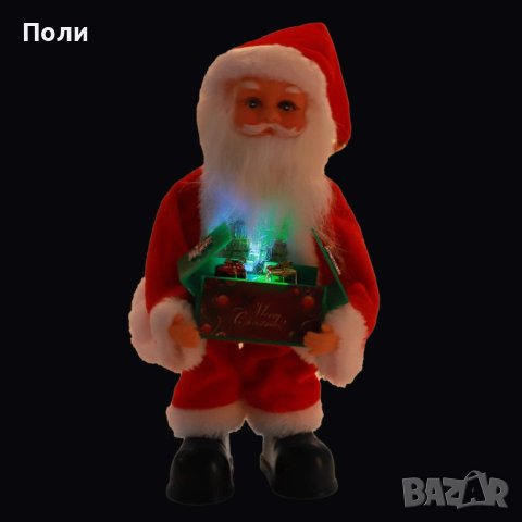 Пеещ и танцуващ Дядо Коледа със светещ подарък, снимка 3 - Декорация за дома - 42910756
