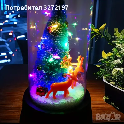 Ръчно изработена LED Коледна Елха с Елени