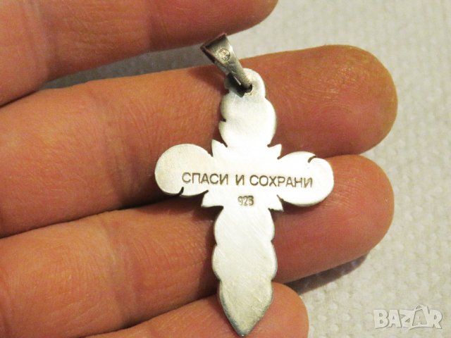 сребърен кръст разпятие, Старинен сребърен православен кръст с Исус Христос  сребро, снимка 4 - Колиета, медальони, синджири - 31569181