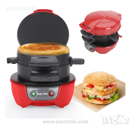 Уред за бургери и сандвичи, с рингове за яйца и таймер, незалепващо покритие, машина за приготвене , снимка 1