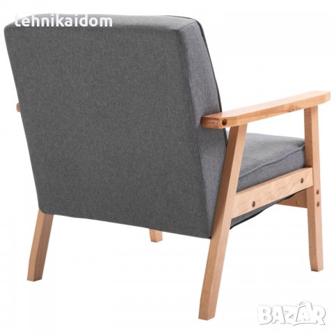 Фотьойл/кресло Homcom лен/естествен бук внос от Германия, снимка 2 - Дивани и мека мебел - 38060537