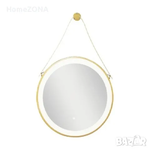 Огледало за баня LED осветление ZI313, 60х60х5 см, златиста рамка