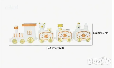 Коледен дървен пластмасов влак дървено влакче с вагони за игра и декорация украса, снимка 6 - Игри и пъзели - 19613909