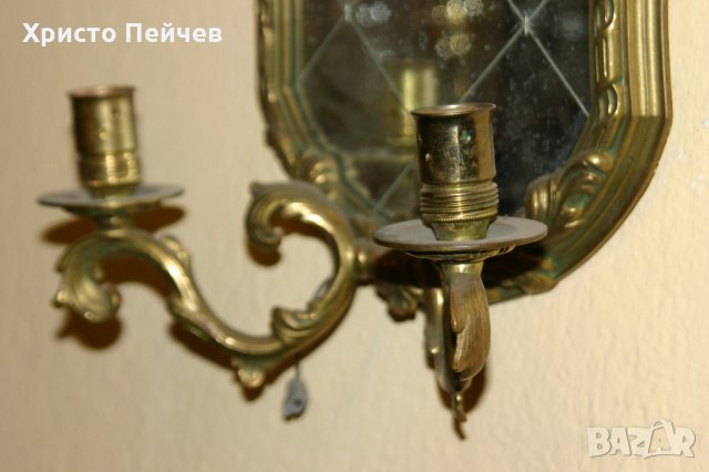 Старинно Стенно Огледало Свещник Електрифицирано Позлата, снимка 3 - Антикварни и старинни предмети - 31020156