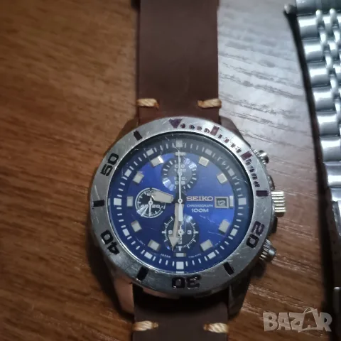 Seiko Chronograph 100M Blue Dial, снимка 5 - Мъжки - 56047406