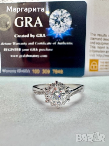 Сребърен пръстен с мойсанит (диамант) 0.5 карата, снимка 9 - Пръстени - 52261294