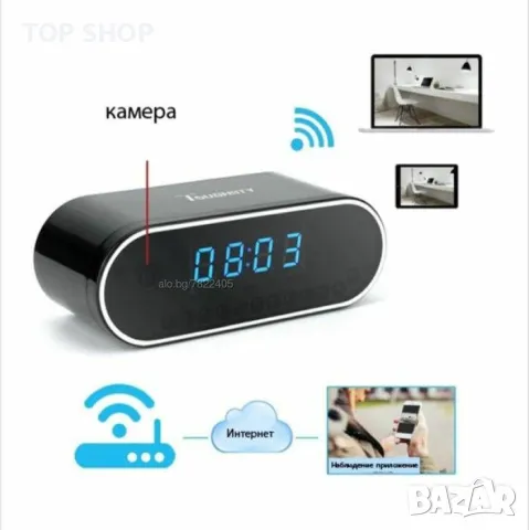 WiFi камера в настолен часовник, снимка 1 - Аналогови камери - 49105248