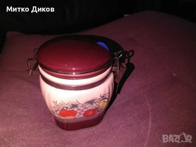 Захарница с метална затварачка керамична отлична, снимка 2 - Аксесоари за кухня - 50414208