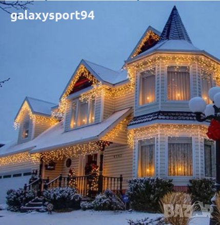 LED Коледна Украса за къщи външно вътрешно: Завеси/висулки/фиг/макруч, снимка 3 - Лед осветление - 30483827