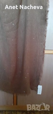 Шал плетен дамски ,кафяв, снимка 6 - Шалове - 39078063