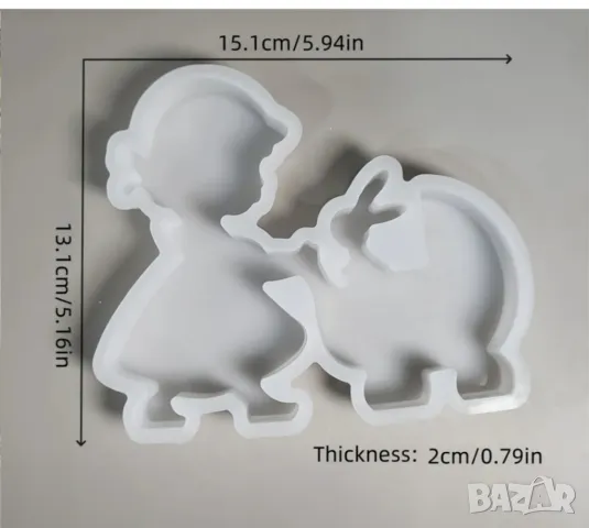 Молд момиче със заек голям НАМАЛЕН, снимка 4 - Форми - 48280970