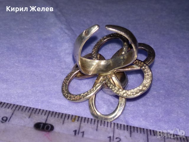 ПРЕКРАСЕН СРЕБЪРЕН ВИНТИДЖ АРТ ПРЪСТЕН ЦВЕТЕ СРЕБРО 925 РЕГУЛИРУЕМ МОДЕЛ АЖУРНА РЪЧНАизработка 40614, снимка 9 - Пръстени - 42614146
