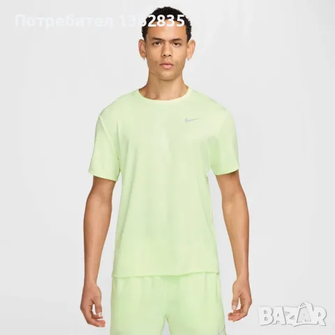 НОВА оригинална електриково зелена тениска бягане NIKE Running Dri-Fit с UV филтър размер L от САЩ, снимка 2 - Тениски - 56117116