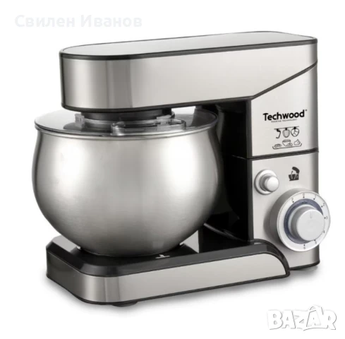 Планетарен миксер с купа от инокс Techwood TRO-1055, 1000W, 5л., 3бъркалки, 6степени + Pulse, Червен, снимка 3 - Кухненски роботи - 51378807