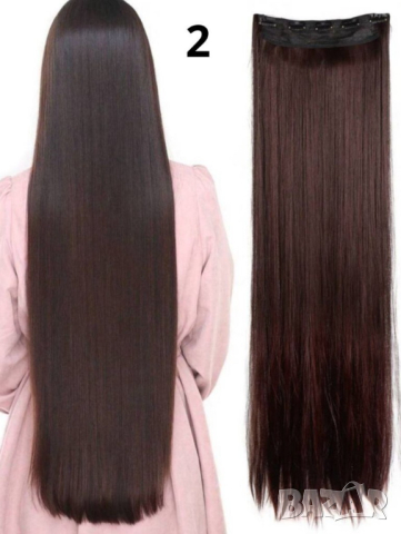 Качествена дълга коса/ цял екстеншън за по-голям обем и дължина на косата 100гр, дължина 60см, снимка 5 - Други - 44733592