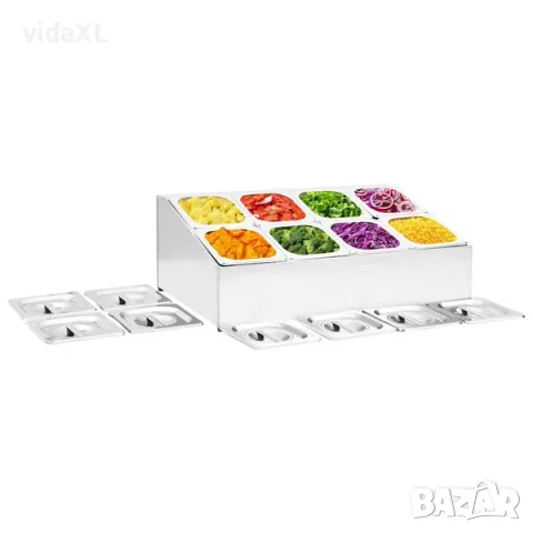 vidaXL Гастронорм контейнер държач с 8 GN съда 1/6 неръждаема стомана(SKU: 51225), снимка 2 - Други - 56040342