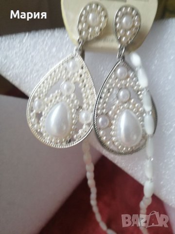 🆕 НОВИ Бели перлени обеци с винтчета