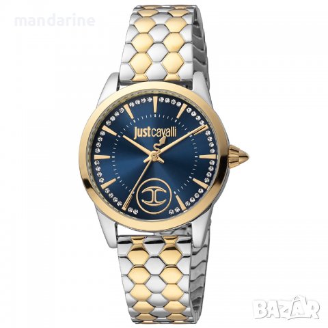 JUST CAVALLI 🍊 Дамски часовник "GOLD & SILVER – BLUE & CRYSTALS" нов с кутия и 2г. гаранция, снимка 2 - Дамски - 40109955