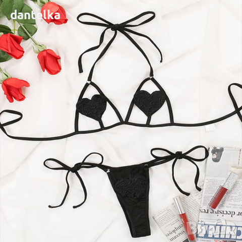B258 Черен секси сет от две части. Еротично бельо. Секси бельо. Сексапилен комплект, снимка 6 - Бельо - 38045709