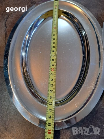 три овални италиански иноксови плата 32/4, снимка 8 - Чинии - 53159672