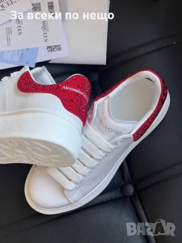 Alexander McQueen Дамски Бели Маратонки С Кристали👟Дамски Спортни Обувки С Камъни Код E190, снимка 3 - Маратонки - 50409468