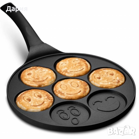 Тиган за палачинки с форми на емотикони – перфектен за весела и вкусна закуска, снимка 3 - Съдове за готвене - 52689938