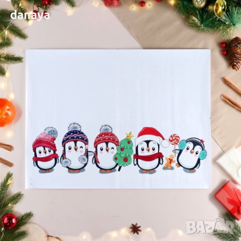 4244 Коледен стикер за прозорец Пингвини Елхичка, 60x45cm, снимка 10 - Декорация за дома - 42821528