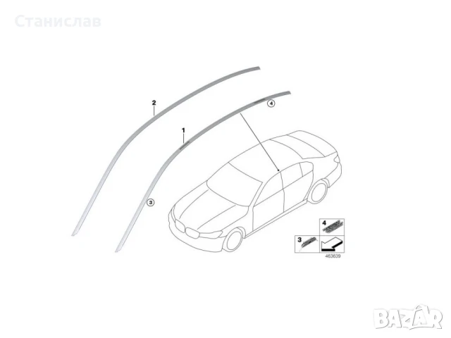 Капачка за лайстната на тавана на BMW 5 G30, снимка 4 - Части - 50630754