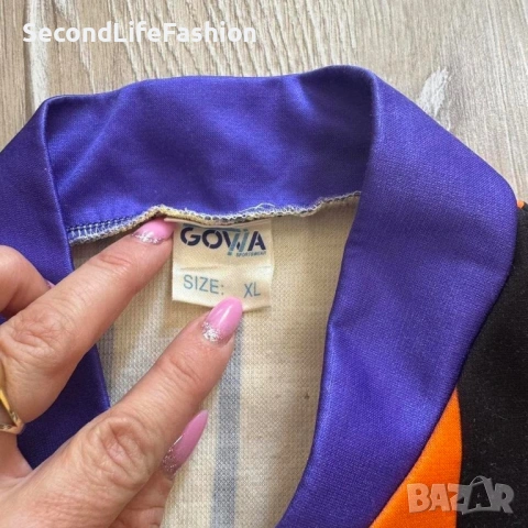 Винтидж мъжка колоездачна фланелка Gowa от 90-те години, Wagenberg Dutch XL Вело тениска с цип , снимка 2 - Спортни дрехи, екипи - 53278572