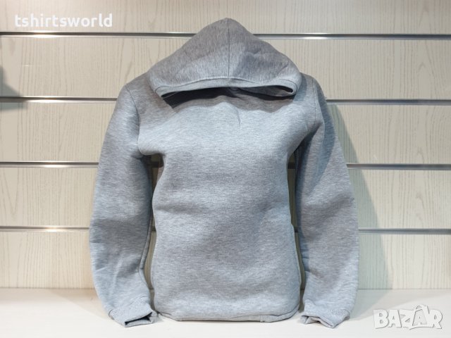 Нов дамски суичър с качулка и джобчета в цвят сив меланж, снимка 6 - Суичъри - 36919381