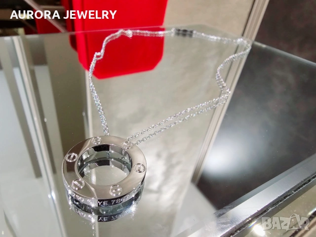 CARTIER Love White Gold Large Pendant Дамскo Колие, снимка 4 - Колиета, медальони, синджири - 53236913