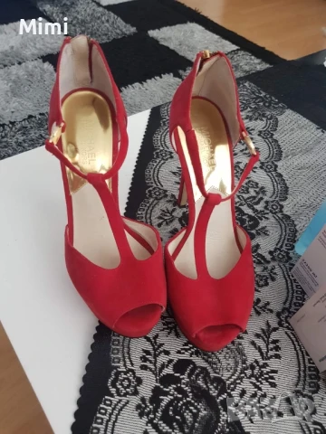 Мichael Kors Червени Сандали на ток , снимка 7 - Сандали - 50450892