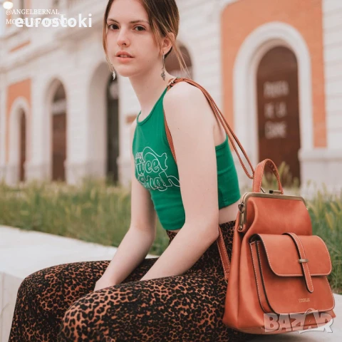 ECOSUSI Малка раница, чанта от изкуствена кожа, мини раница за пътуване, ежедневна дамска чанта , снимка 2 - Раници - 51345003