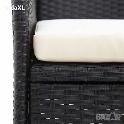 vidaXL 2-местна градинска пейка с маса за чай 143 см полиратан черна, снимка 4 - Градински мебели, декорация  - 56147682