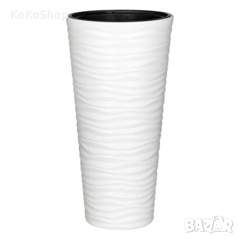 Кашпа за цветя – висока, декоративна, пластмасова, снимка 2 - Саксии и кашпи - 54008596