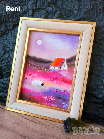 Пролетна нощ, пастелна картина, оригинал, снимка 2 - Картини - 54133750