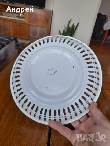 Стара емайлирана чиния,фруктиера #7, снимка 4 - Други ценни предмети - 44760190